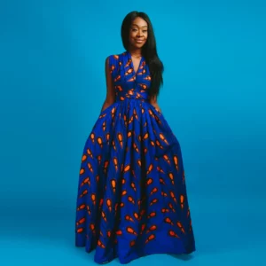 vestido azul africano