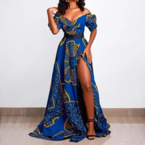 vestido longo de algodão africano